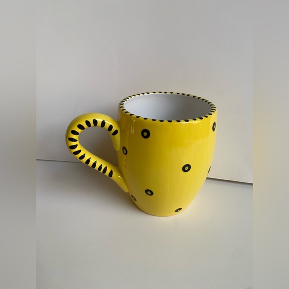 Lorrie Veasey "Better Half" Coffee Mug. Yellow with black dots. So cute! - Picture 2 of 5